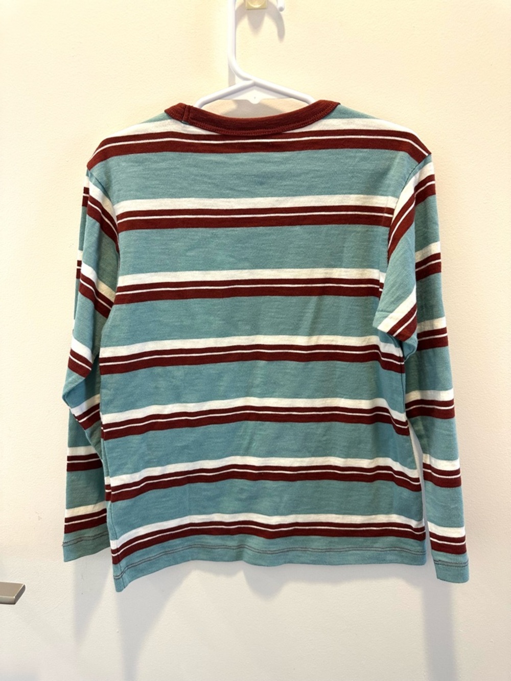 J. Crew CrewCuts Boys' Teal, Maroon & White Striped Long Sleeve Tee - Picture 6 of 7